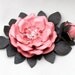Pink leather flower pin green leaves glass beads floral brooch corsage woodland wedding corsage decoration floral brooch prom wearable art