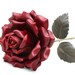 Crimson Red Leather Rose Large, Wedding/ 3rd Anniversary Gift Long Stem Flower Valentine's Day 3rd Leather Anniversary
