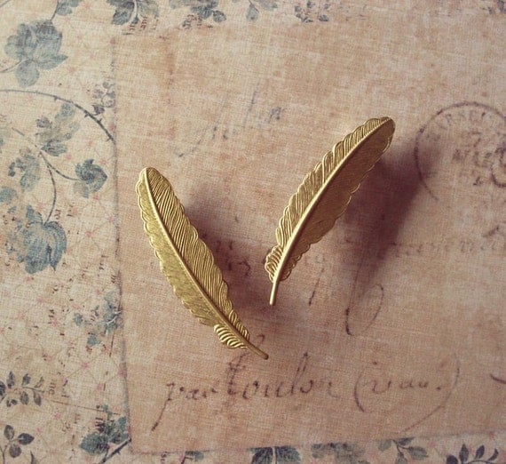 Feather Barrettes Gold Bridal Hair Clips Bohemian Beauty And