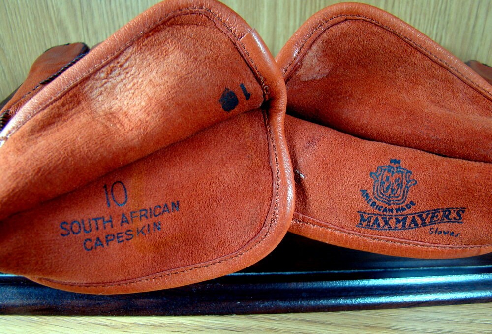 Men's Vintage Brown Leather Gloves Size 10 Max