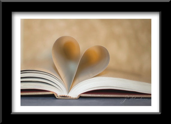 book of love fine art photography print read paper heart