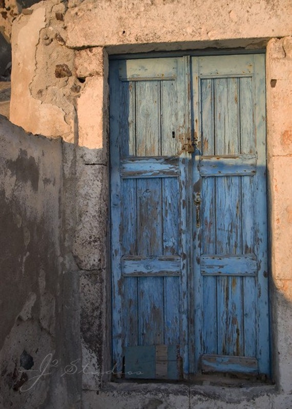 Blue Wooden Door Fine Art Door Photography Print Weathered