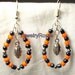 SALE Dark Navy Blue and Orange with Antique Silver Football Charms Czech Glass Beaded Dangle Hoop Earrings Surgical Steel Hooks Available