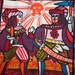Vibrant 1960s Kitschy ASTROLOGICAL SIGNS Bark Cloth CURTAIN Panel