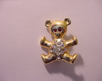 Vintage Rhinestone Teddy Bear Brooch 11 - 1025