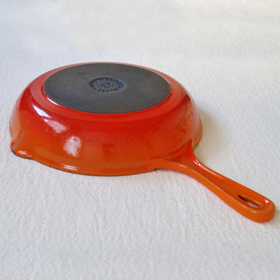RESERVED Vintage Le Creuset Orange Red Saute Pan by RattyAndCatty