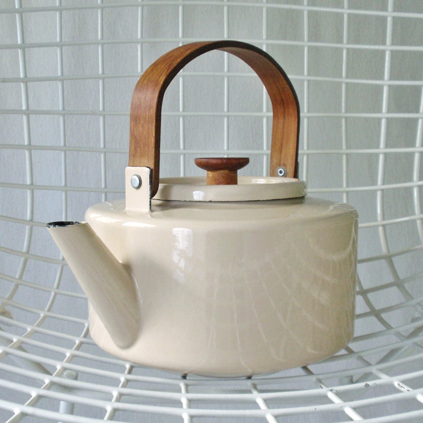 Vintage Danish Modern Design Michael Lax Enamelware Teapot
