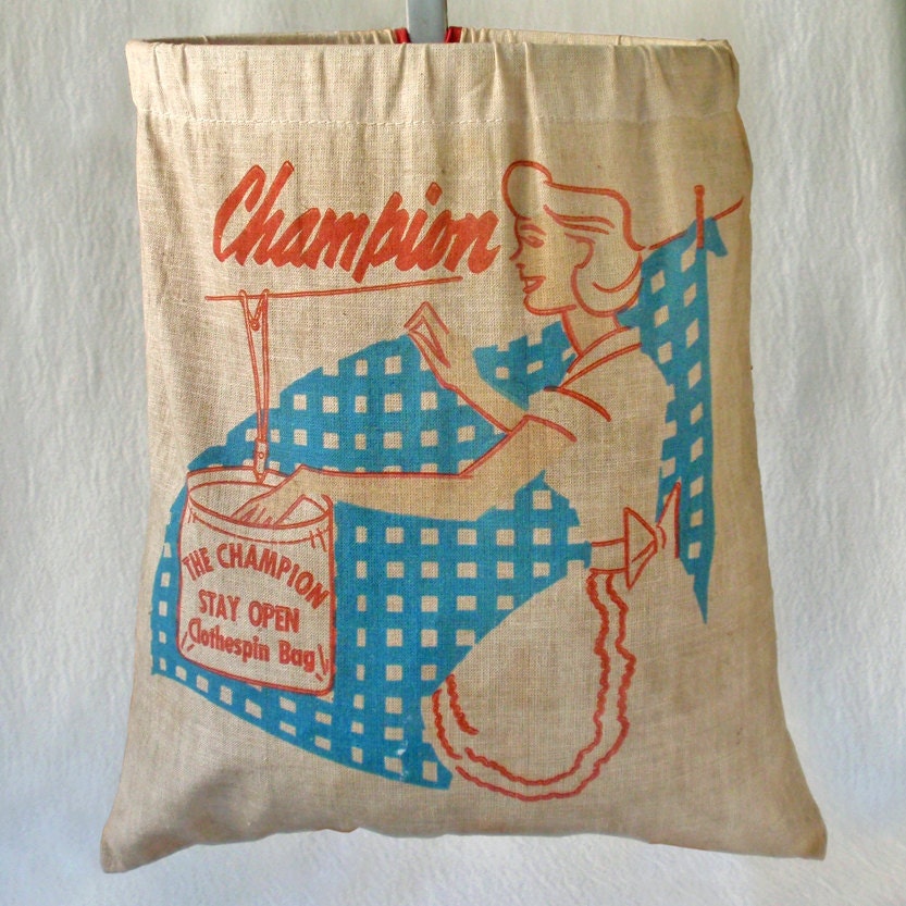 Vintage 50s Clothespin Bag Champion Clothespin Bag