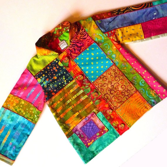 Items similar to Funky Colorful Hand-made OOAK Jacket for age 3-4 years ...
