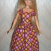 Handmade Barbie doll dress - bright cotton print