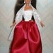 Handmade Barbie doll clothes - white lace and red satin gown with lace stole