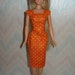 Handmade Barbie clothes - orange and white polka dot vintage style sheath