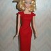 Handmade Barbie doll clothes - red sheath and hat