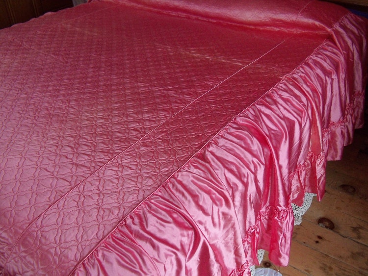 Vintage Silk/Satin Comforter by FleaMarketFloozie on Etsy