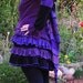 Recycled Sweater Coat, Grape Hyacinth-Upcycled, Double Ruffle Bustle Coat, Steampunk, Purple, Black