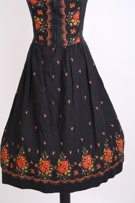 German Dirndl Dress / Plus Size / Black Dress / Orange / Dress