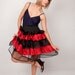 Mini Skirt / 1980s Skirt / Vintage 80s Skirt / Red and Black / Lace and Tulle / Ruffle Skirt / Size Small Medium Large / S M L 0392