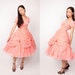 1950s Vintage Dress / Coral Pink / Wedding Couture / Tulle Mesh / Cocktail Party / Prom Small / 0412