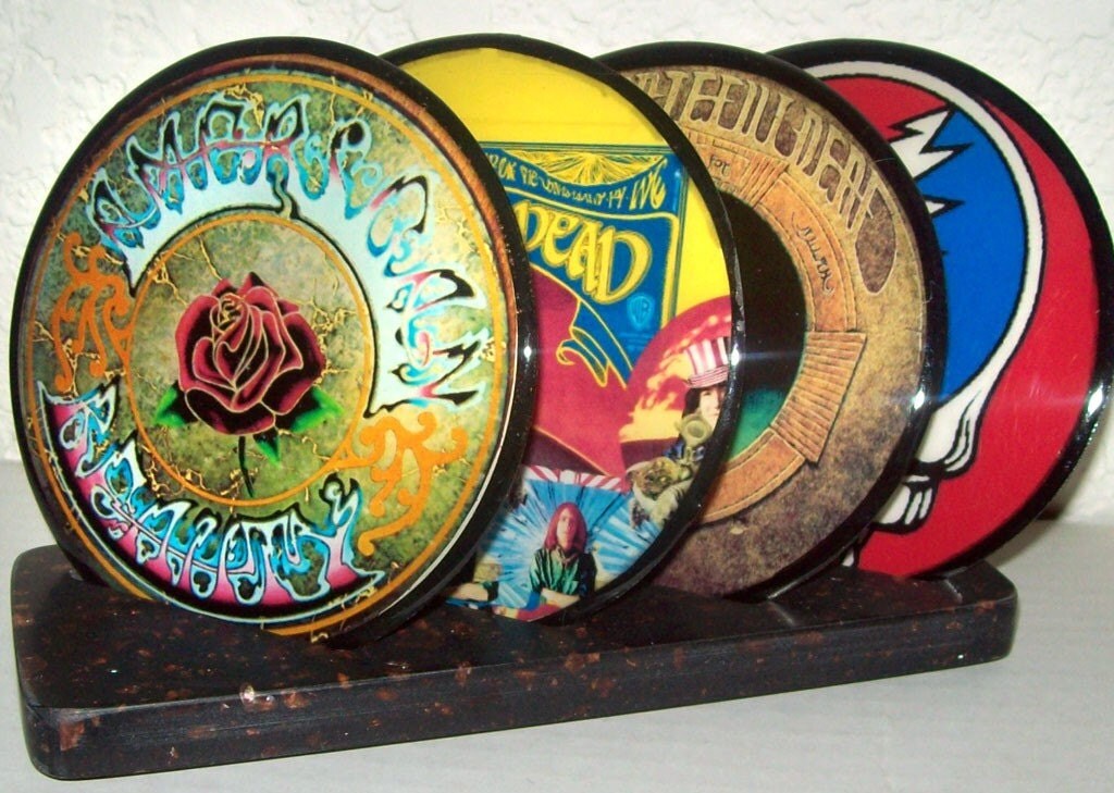 Grateful Dead Record DRINK COASTERS NOW with Solid Corian