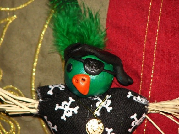 green parrot doll