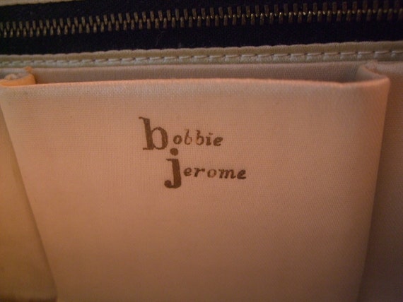 Vintage 1940s Purse bobbie jerome Label Black Patent Clutch