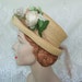 Vintage 1940s Hat Cream Of The Crop Straw With Flowers And Veiling By Maxine Hats
