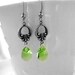 Sorcha--Swarovski peridot teardrop crystals ox antique sterling silver plated brass dangle earrings