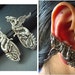 Ear cuff NO PIERCING--vintage style ox sterling silver plated brass gothic griff wing earrings, E489