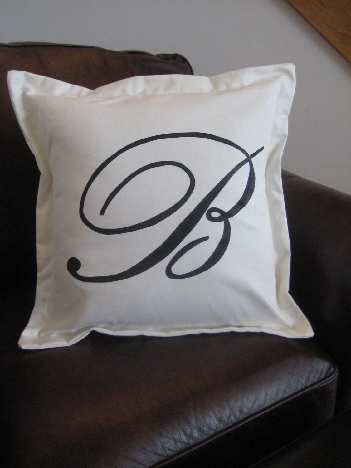 CUSTOM Monogrammed Pillow/ Sham with Border/White 20x20 pillow