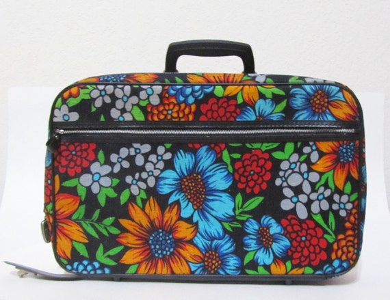 MOD 1960s Flower Suitcase Overnight Bag / Carry by 4birdsvintage