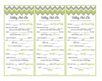 Items similar to Mad Libs / Fill In Wedding / Couple / Reception ...