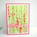Birthday Card or All Occasion Card Spring Green With Red and Pink Floral Washi Paper Blank Inside- Customized You Choose Sentiment on Front
