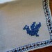 vintage linen cocktail napkins - set of 4 embroidered with blue birds