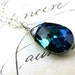Swarovski Crystal Pear Pendant in Bermuda Blue - Swarovski Crystal Wire Wrapped with Sterling Silver - Free Shipping