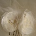 SALE Hair comb "La Perle" 2 Rose flowers ( Double ),Ivory, feather, netting, pearls, lace, crystal
