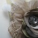 Woodsy wedding bridal accessory hairpiece fascinator vintage autumn fall clip Flower olive beige lace burlap antiqued rhinestone Lace