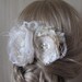 Wedding hairpiece Hair comb 2 Rose flowers Double vintage rustic Ivory, Beige, silver, feather, netting, pearls, lot lace, rhinestone