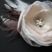 Beige bridal hair flower feather fascinator Hairpiece accessory Flower Rose latte, Ivory, cocoa, Chocolate, pearls, brown