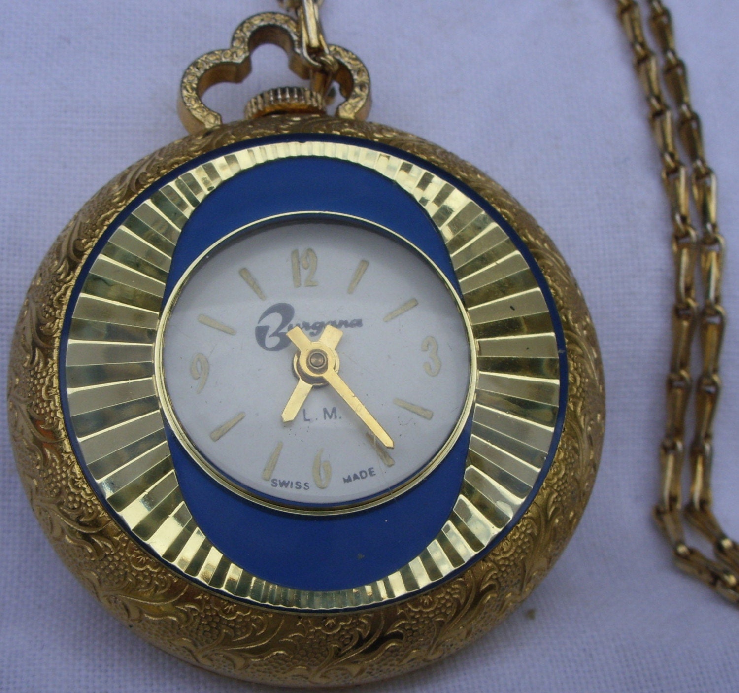 Vintage Windup Burgana Swiss made fob watch retro funky