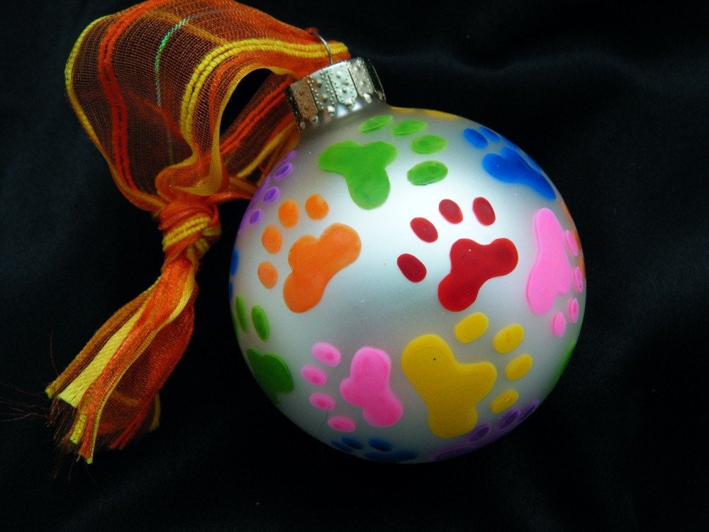 Paw Print Ornament Cat and Dog Pawprints Personalized