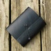 Little Black Book, Black Leather Journal, diary, notebook with black pages Includes silver pen
