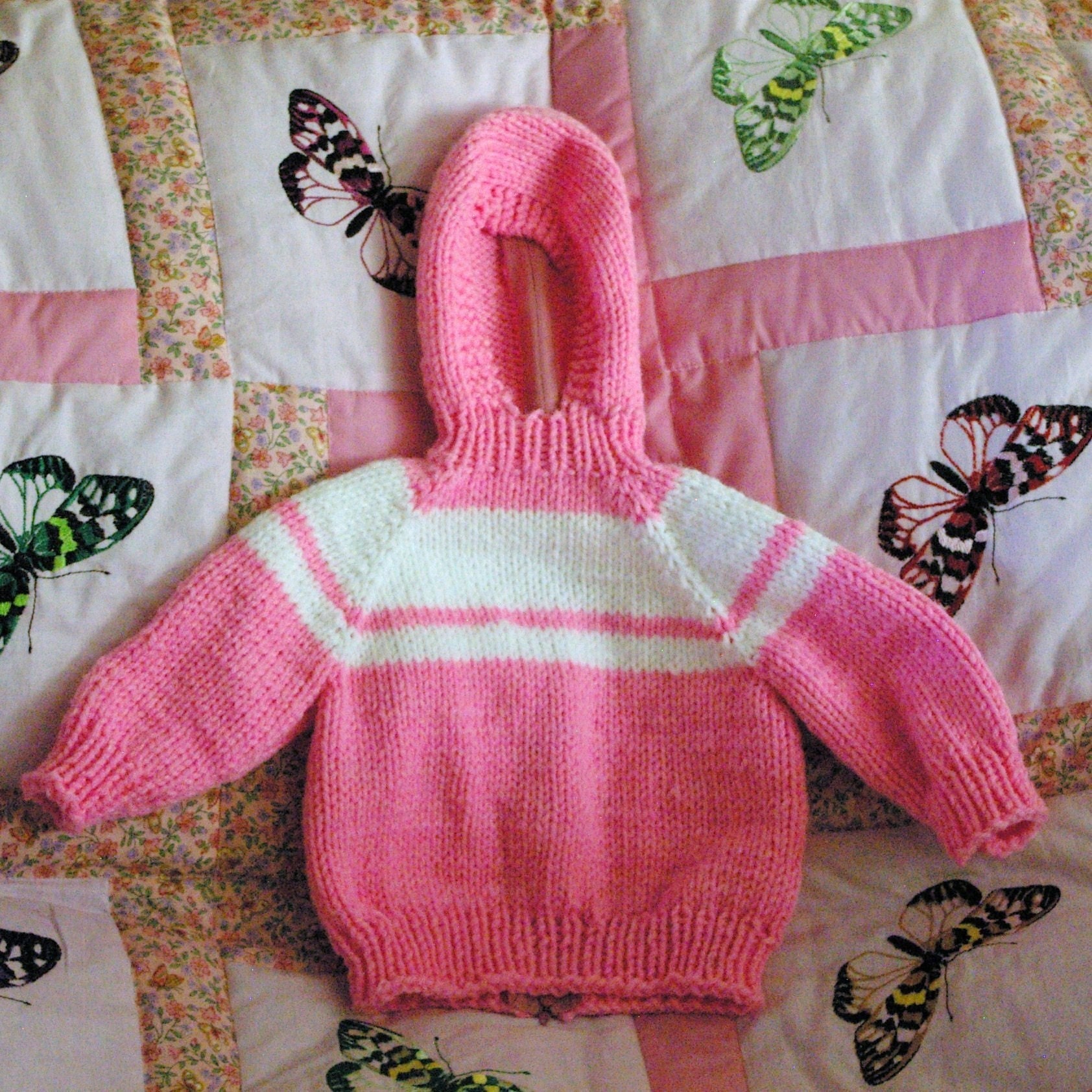 Hooded Knitted Baby Sweater with Back zipper