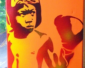 Boxer 2 painting stencil art spray paints canvas orange red wall art urban art street art sport gloves boxing custom culture made to order