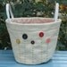 Canvas storage Bucket - Embroidered button flowers