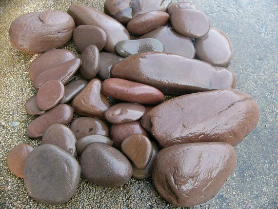 Large group Dark Red Clay Colored River Rocks Creek by 