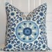 Beautiful Decorative Pillow Cover - 22 x 22 - TRIBAL THREAD AZURE - Throw Pillow - Accent Pillow - Suzani Pillow - Blue