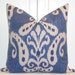 Decorative Pillow Cover - 22 x 22 - IKAT - Throw Pillow - Accent Pillow - Blue - Natural - Toss Pillow