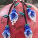 Blue White Calla Lily Flower Chaquira Earrings