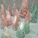 Set of 3 Itty Bitty Tiny Pink or Aqua Bottle Brush Trees for Fairy Garden, Putz Village or Dollhouse, Doll House