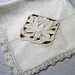 Vintage Linen Tablecloth with Lace trim and Cutwork Corner Medalions Off White